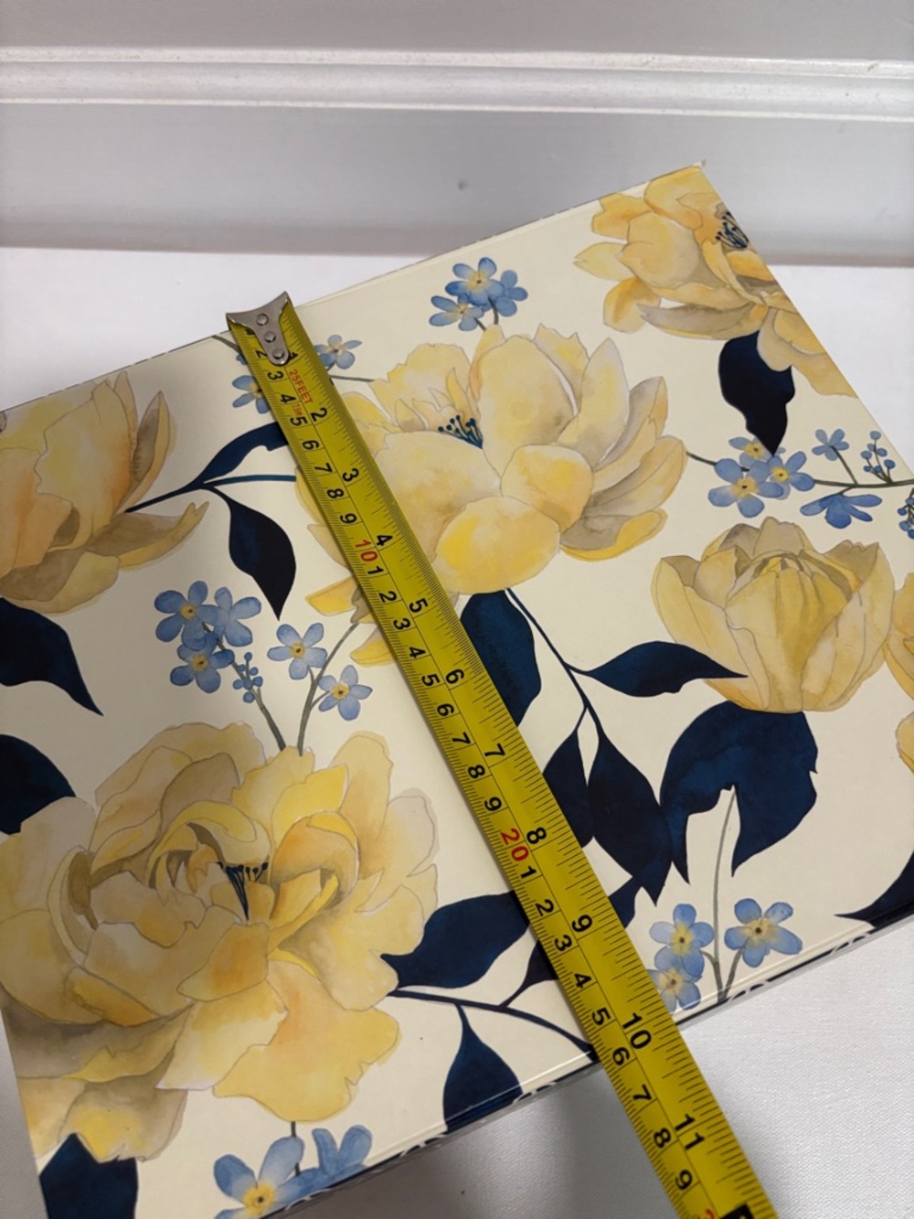 Decorative Floral Storage Box - Yellow & Navy - Picture 6 of 6